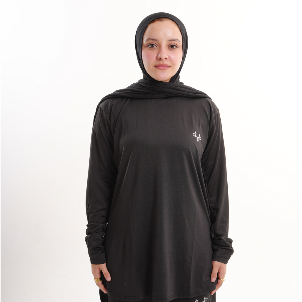 Prime Black Modest Gym T-shirt For Women