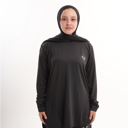 Prime Black Modest Gym T-shirt For Women