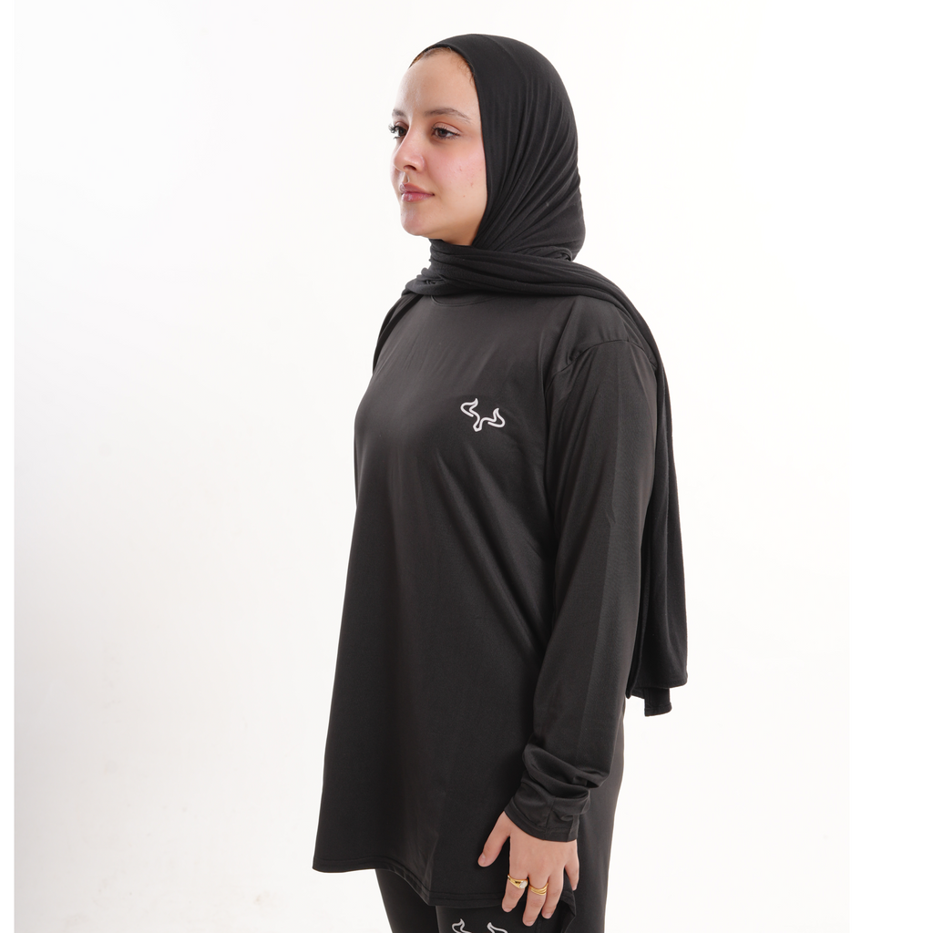 Prime Black Modest Gym T-shirt For Women