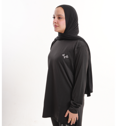 Prime Black Modest Gym T-shirt For Women