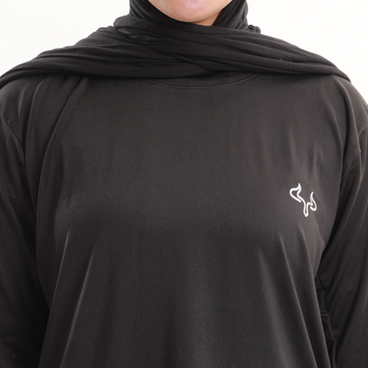 Prime Black Modest Gym T-shirt For Women